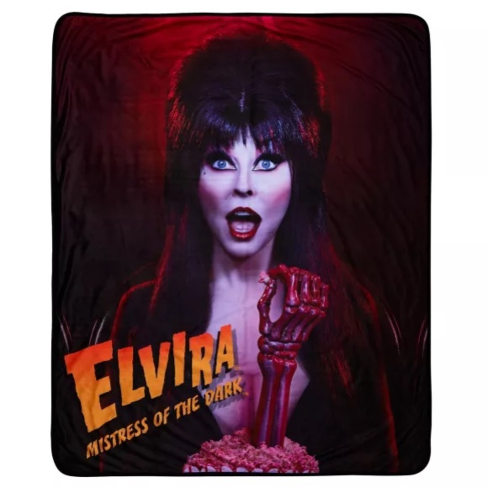 NWT Large Elvira Mistress of the Dark Faux Fur Fleece Blanket Limited Edition